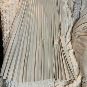 Faux leather Beige Pleated Skirt